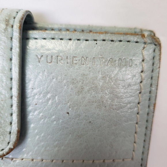 Yurie Nitani Wallet Designer Baby Light Blue Bifold Medium Card Holder Leather - Picture 2 of 11